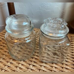 Vintage Glass Apothecary Jars with Ground Glass Lids Storage Jars, Starburst Lid